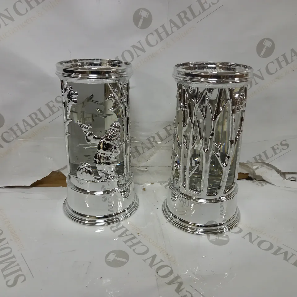 HOME REFLECTIONS SET OF PRELIT SWIRLING GLITTER SCENIC PILLARS - SILVER