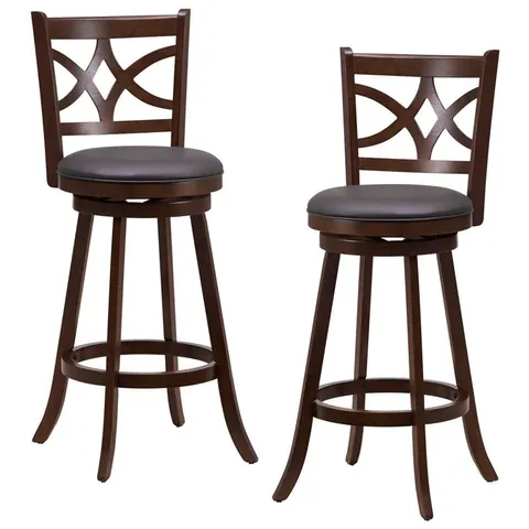 BOXED SET OF 2 BAR STOOLS COUNTER HEIGHT CHAIR PUB 360 SWIVELING UPHOLSTERED SEAT