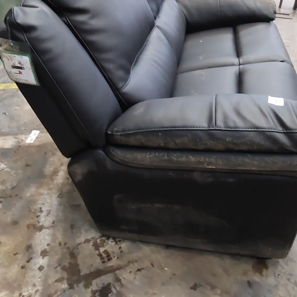 DESIGNER TWO SEATER SOFA BLACK FAUX LEATHER 