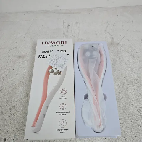 LIVMORE GLAM DUAL ROLLERS FACE MASSAGER – BOXED, RECHARGEABLE