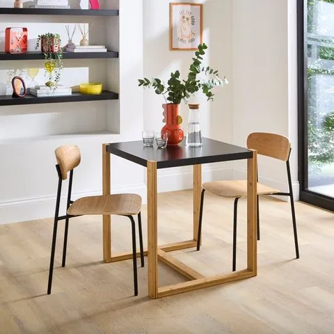 BOXED ARNIE SQUARE 2 SEATER DINING TABLE - BLACK (1 BOX)