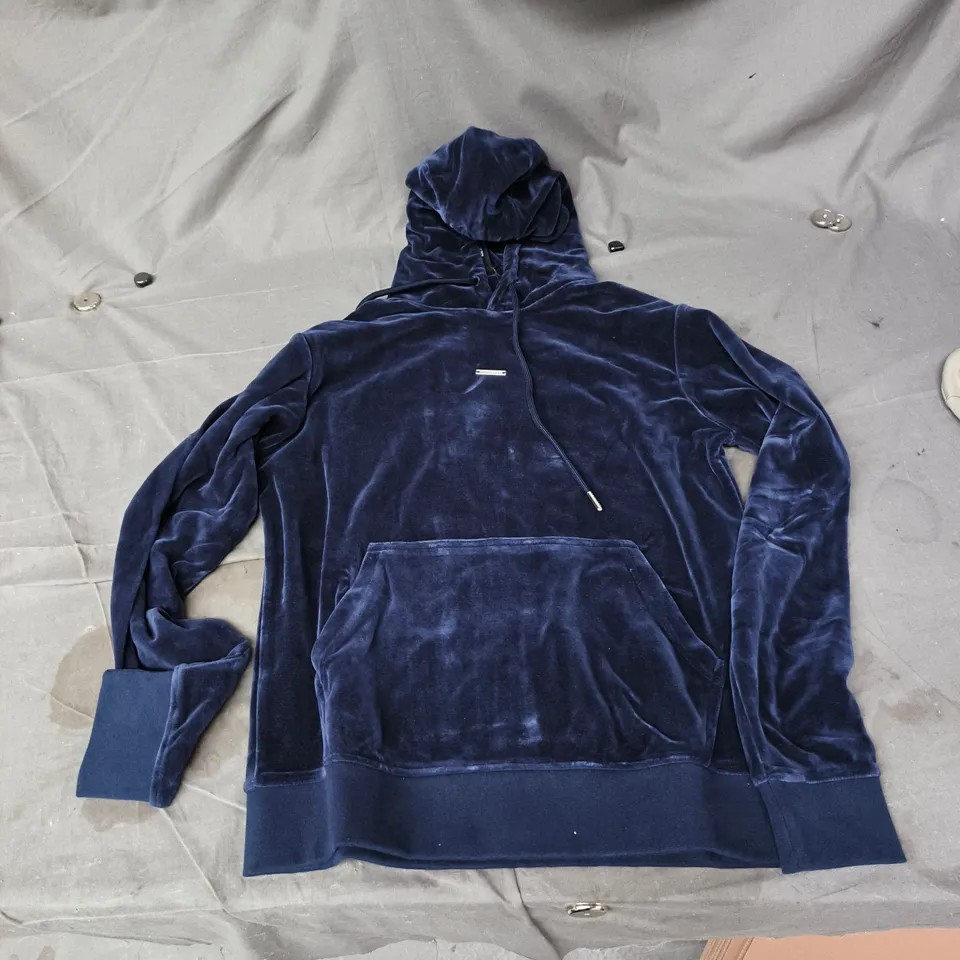 MONDE DOR NAVY VELVET HOODIE – SIZE M