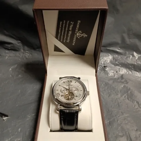 SAMUEL JOSEPH WRISTWATCH WITH BLACK LEATHER STRAP