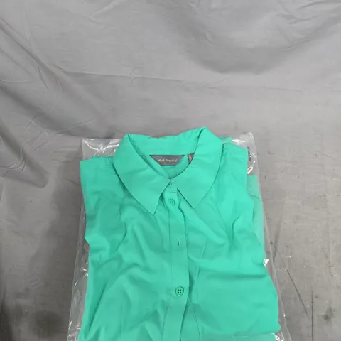 RUTH LANGSFORD EMERALD GREEN BUTTON-DOWN SHIRT – UK 18 (US 14) – MADE IN CHINA