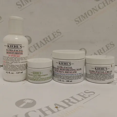4 ASSORTED KIEHL'S BEAUTY PRODUCTS TO INCLUDE ULTRA FACIAL MOISTURISER, CREAMY EYE TREATMENT, ULTRA FACIAL CREAM, ULTRA FACIAL OVERNIGHT REHYDRATING MASK