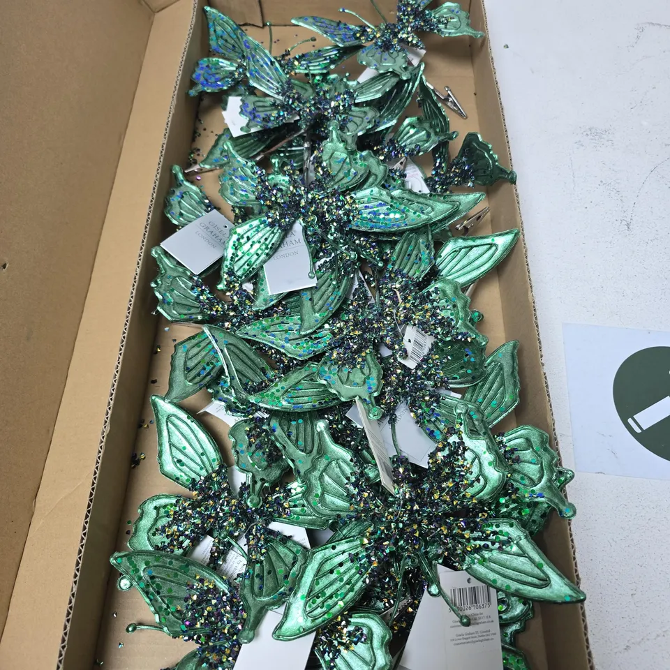BOX OF APPROXIMATELY 24 GISELA GRAHAM LONDON GREEN BUTTERFLY CLIP