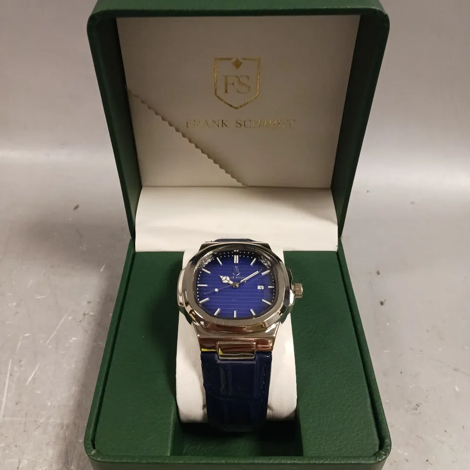 MENS FRANK SCHMIDT WATCH – TEXTURED DIAL WITH DATE – LEATHER STRAP