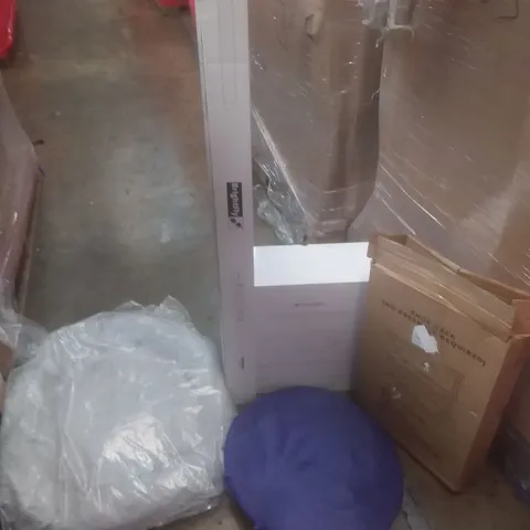 PALLET OF ASSORTED ITEMS INCLUDING POP UP TENT, SHOE RACK, CEILING STAR LIGHT, DOG BED