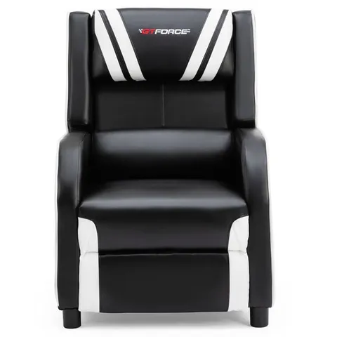 BOXED DESIGNER WHITE FAUX LEATHER PUSHBACK RECLINER CHAIR