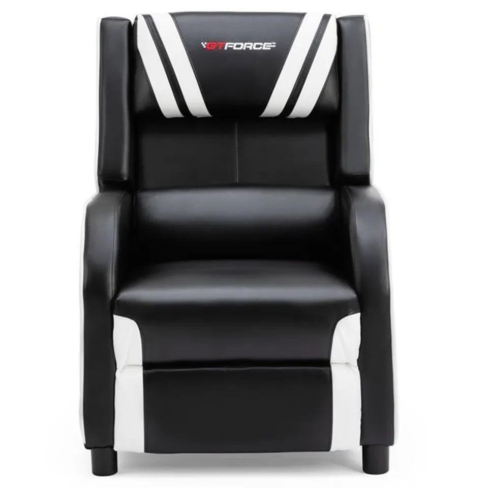 BOXED DESIGNER WHITE FAUX LEATHER PUSHBACK RECLINER CHAIR