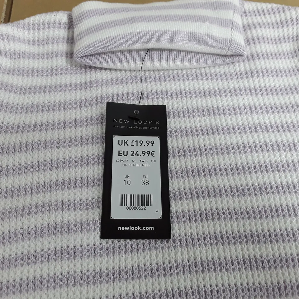 BAGGED NEW LOOK STRIPE JUMPER IN LILAC - UK 10