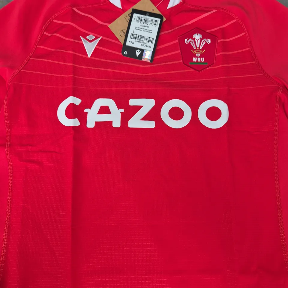 MACRON WALES RUGBY UNION 22/23 HOME PRO SHIRT SIZE LARGE