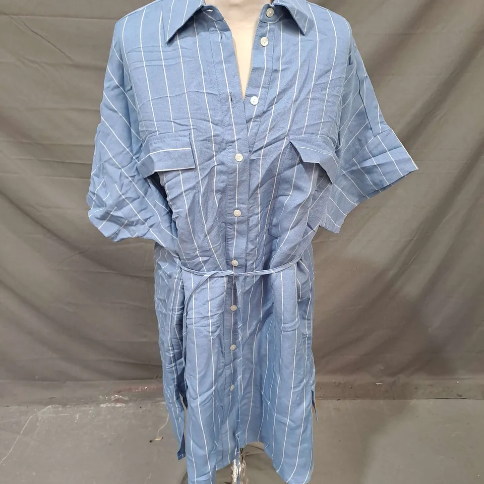 JOHN LEWIS LINEN TIE SHIRT IN BLUE SIZE M