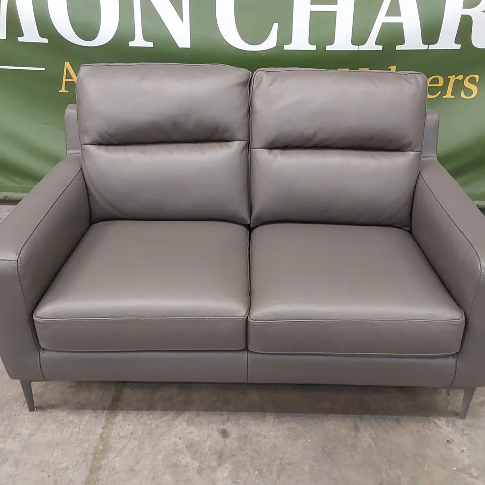 QUALITY DESIGNER ITALIAN MADE ALESSANDRO 2 SEATER SOFA IN GREY ANTHRACITE LEATHER