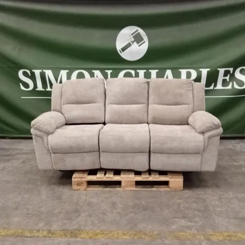ALBION CHUNKY WEAVE 3 SEATER HIGH BACK MANUAL RECLINER SOFA - NATURAL