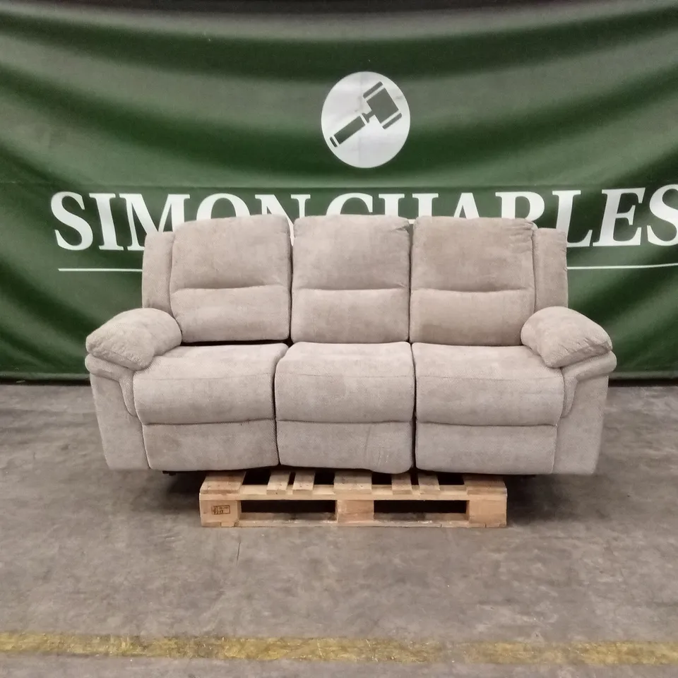 ALBION CHUNKY WEAVE 3 SEATER HIGH BACK MANUAL RECLINER SOFA - NATURAL RRP £679