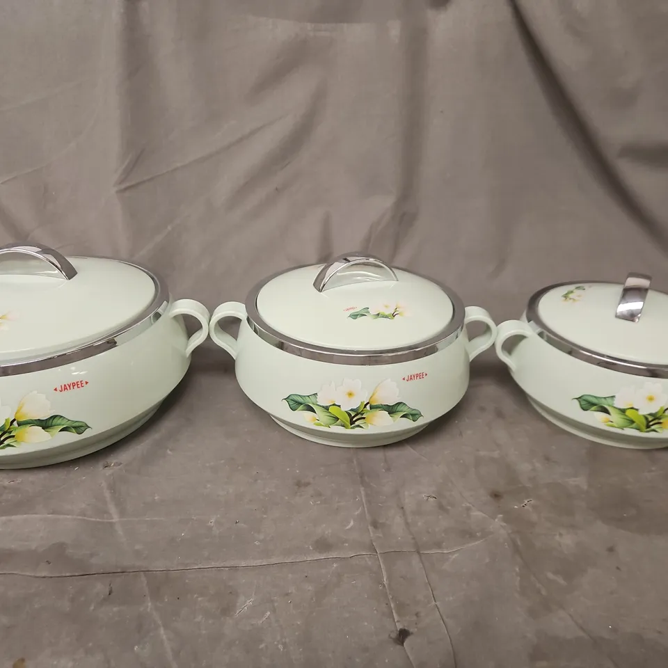 JAYPEE FLORAL CERAMIC CASSEROLE SET (3-PIECE) WITH LIDS