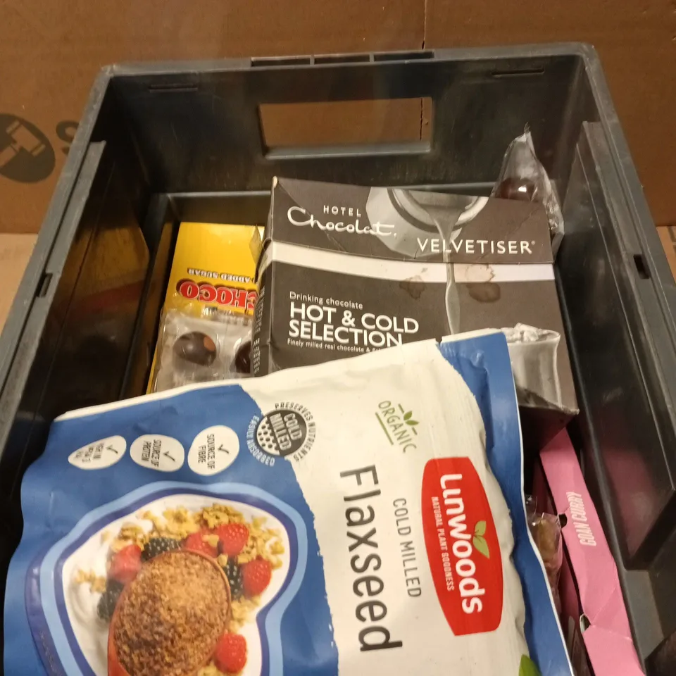 APPROXIMATELY 10  ASSORTED FOOD ITEMS INCLUDING LINWOODS FLAXSEED AND HOTEL CHOCOLAT HOT & COLD SELECTION 
