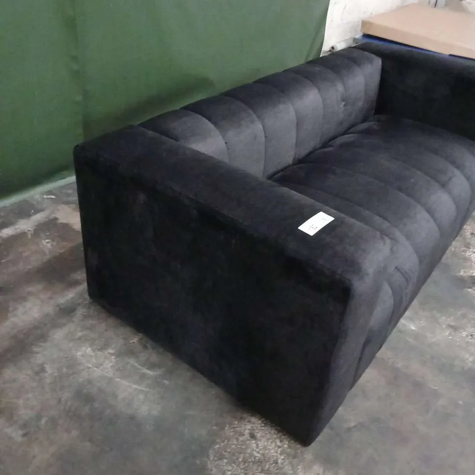 DESIGNER BLACK FABRIC THREE SEATER SOFA