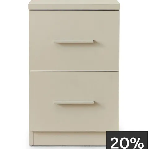 BOXED MURCIA 2 DRAWER BEDSIDE - OATMEAL