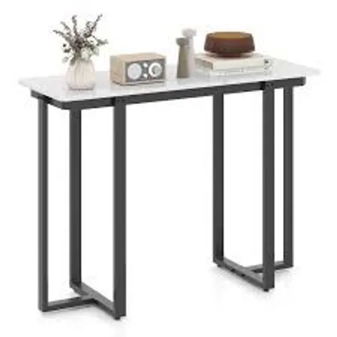 BOXED COSTWAY MODERN FAUX MARBLE ENTRYWAY CONSOLE TABLE WITH GEOMETRIC METAL FRAME-BLACK