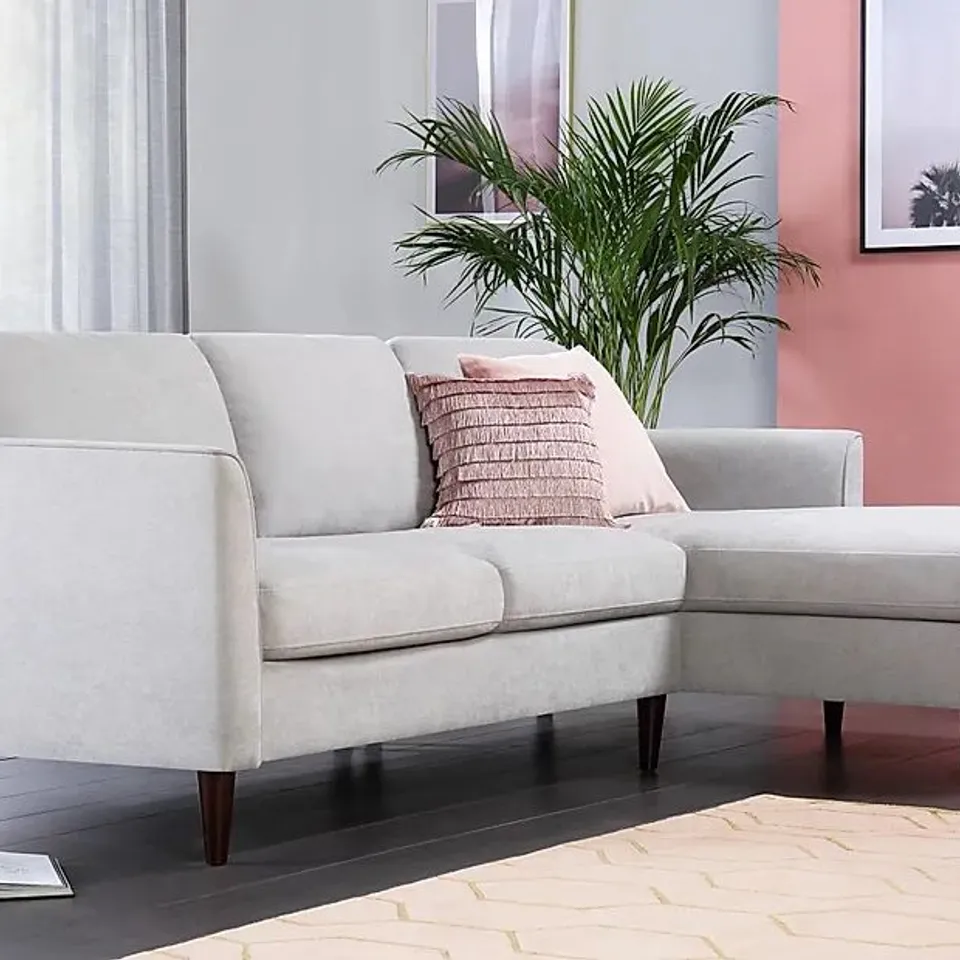 BOXED HAYWARD PLUSH DOVE GREY FABRIC L SHAPED CORNER SOFA