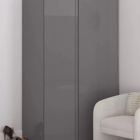 BOXED LAYTON GLOSS CORNER WARDROBE - GREY (3 BOXES)