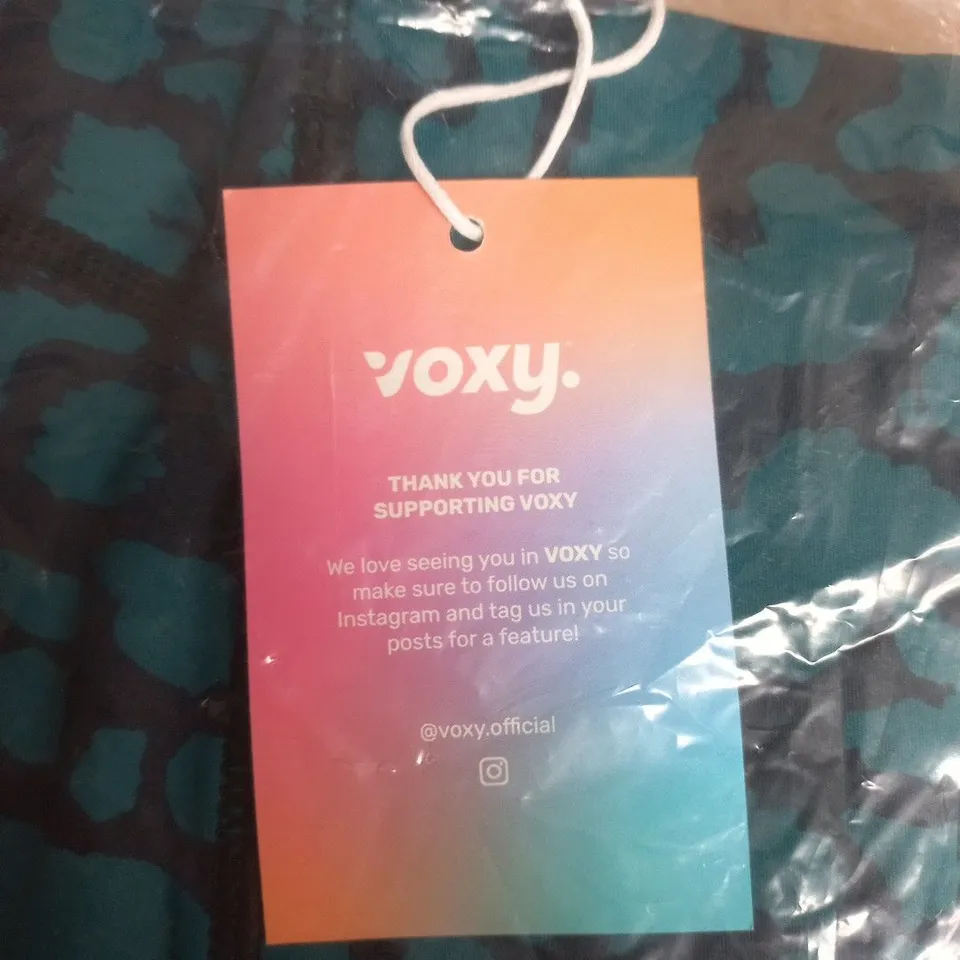 VOXY TEAL LEOPARD BIKER SHORTS – UK 8 (SMALL)
