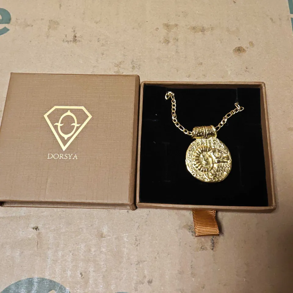 BOXED DORSYA GOLD TONE NECKLACE WITH ARIES THEMED PENDANT