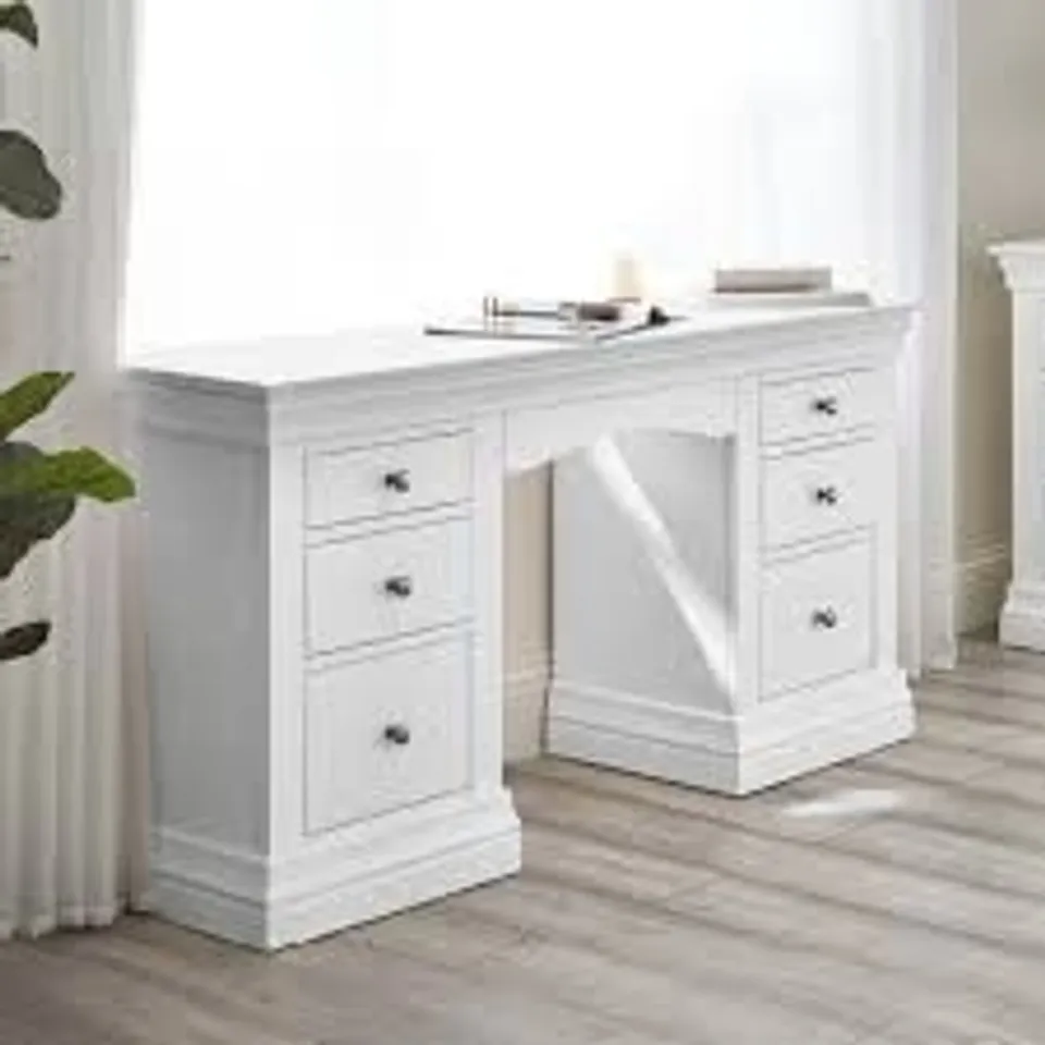 BOXED JULIAN BOWEN CLERMONT DRESSING TABLE - WHITE (1 BOX)