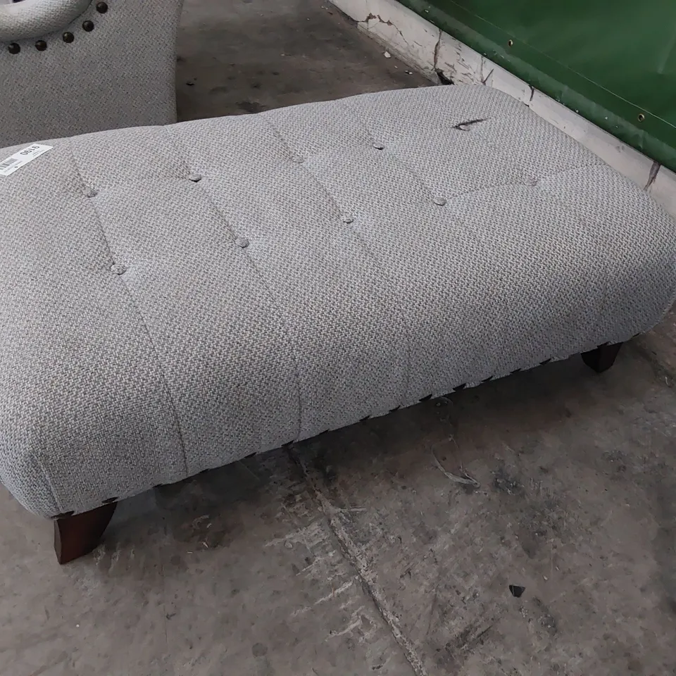 DESIGNER RECTANGULAR FOOTSTOOL GREY FABRIC 