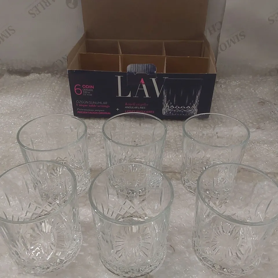 BOX OF 10x ASSORTED LAV ODIN GLASSES 