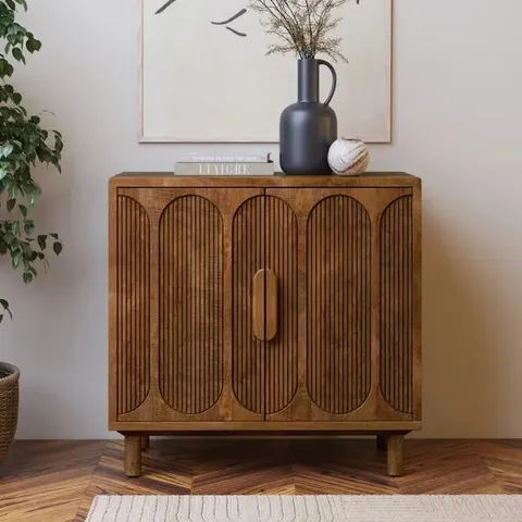 BOXED KHARI 2 DOOR SMALL SIDEBOARD, MANGO WOOD - LIGHT MIDTONE (1 BOX)