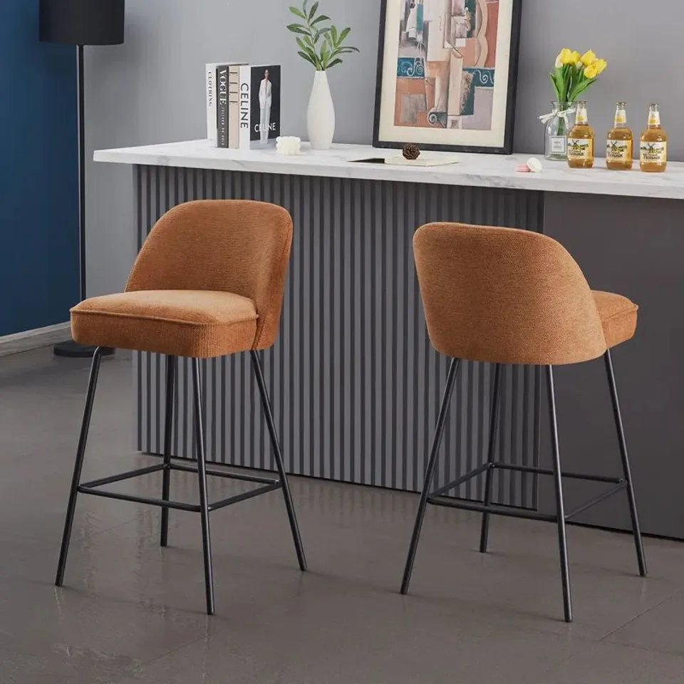 BOXED NAT MODERN FABRIC UPHOLSTERED BAR STOOLS WITH SPRING 