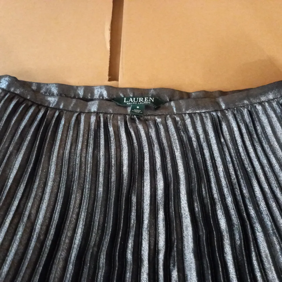 RALPH LAUREN GREY PLEATED SKIRT - 6