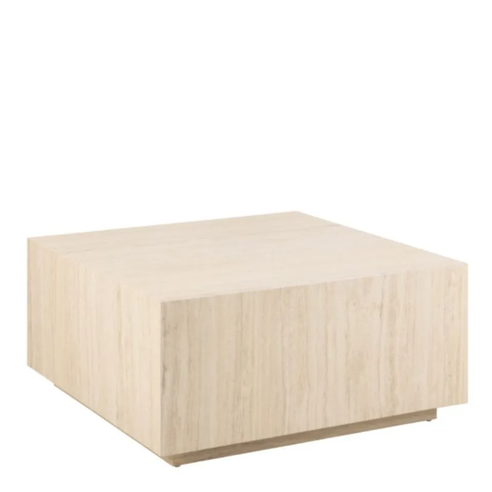 BOXED DICE SQUARE COFFEE TABLE IN LIGHT TRAVERTINE EFFECT