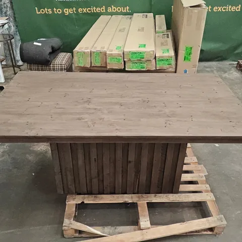 BUILT UP WOODEN DINING TABLE IN DARK DROWN - TOP SIZE 180CMX100CM