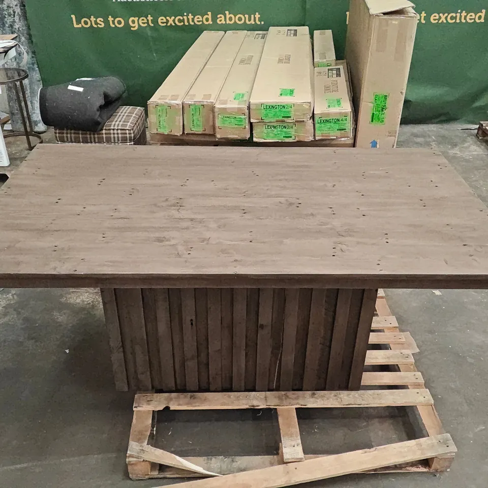 BUILT UP WOODEN DINING TABLE IN DARK DROWN - TOP SIZE 180CMX100CM