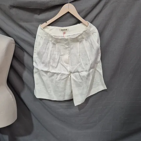 BODEN WOMEN'S LINEN SHORTS, IVORY, UK 12 (US 8)