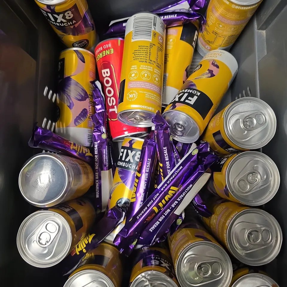 APPROXIMATELY 15 ASSORTED FOOD/DRINK PRODUCTS TO INCLUDE TWIRL BARS, BOOST DRINK, SEED KERNELS ETC 