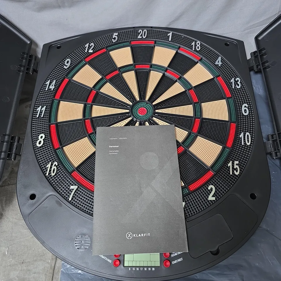 KLARFIT ELECTRONIC DARTBOARD WITH MANUAL. BOXED
