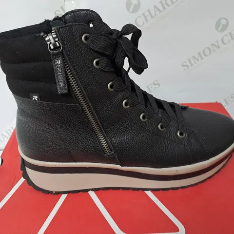 RIEKER BOXED BLACK HIGH TOP BOOTS SIZE 6.5