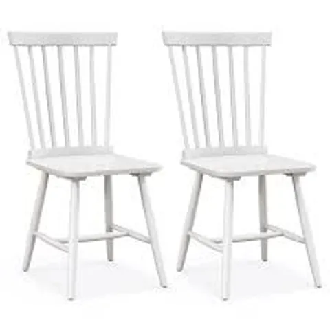 BOXED COSTWAY SET OF 2 WINDSOR DINING CHAIRS WITH HIGH SPINDLE BACK - WHITE