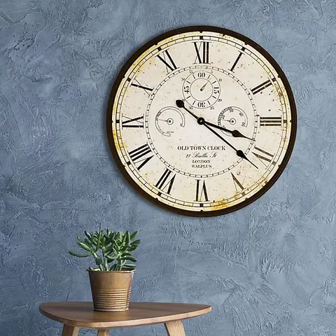 BOXED VINTAGE RUSTY LOOKED METAL WALL CLOCK FOR INDOOR - VINTAGE LOOK CLOCK, METAL LARGE WALL CLOCK 60CM X 60CM