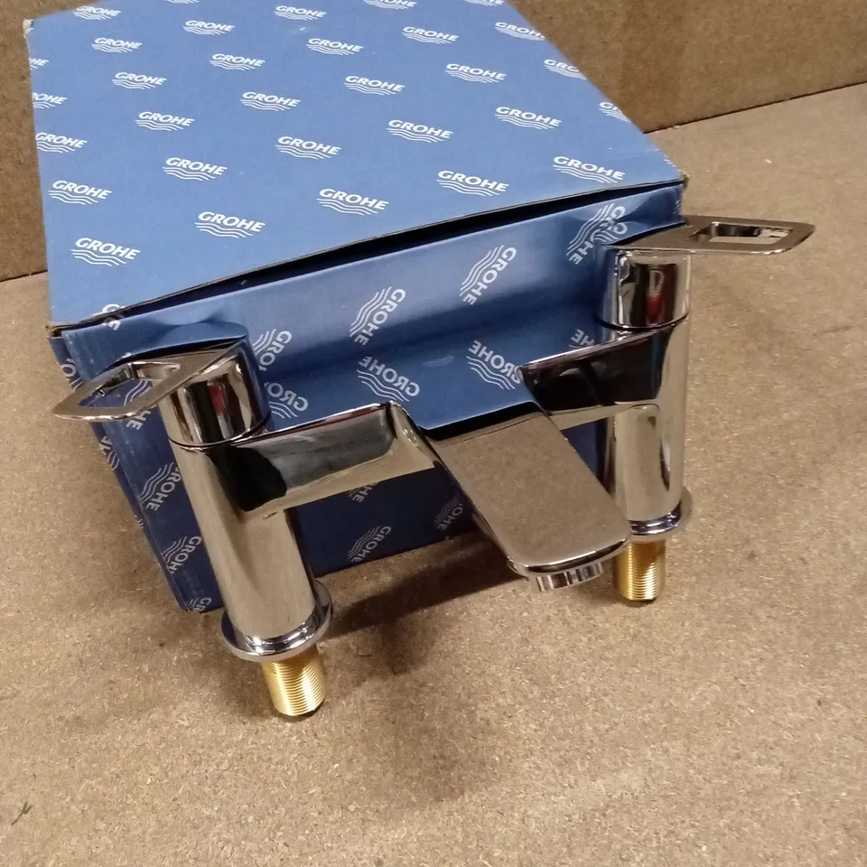 BOXED GROHE BAULOOP DECK MOUNTED CERAMIC DISC TECHNOLOGY 2 LEVER HANDLE BATH FILLER TAP