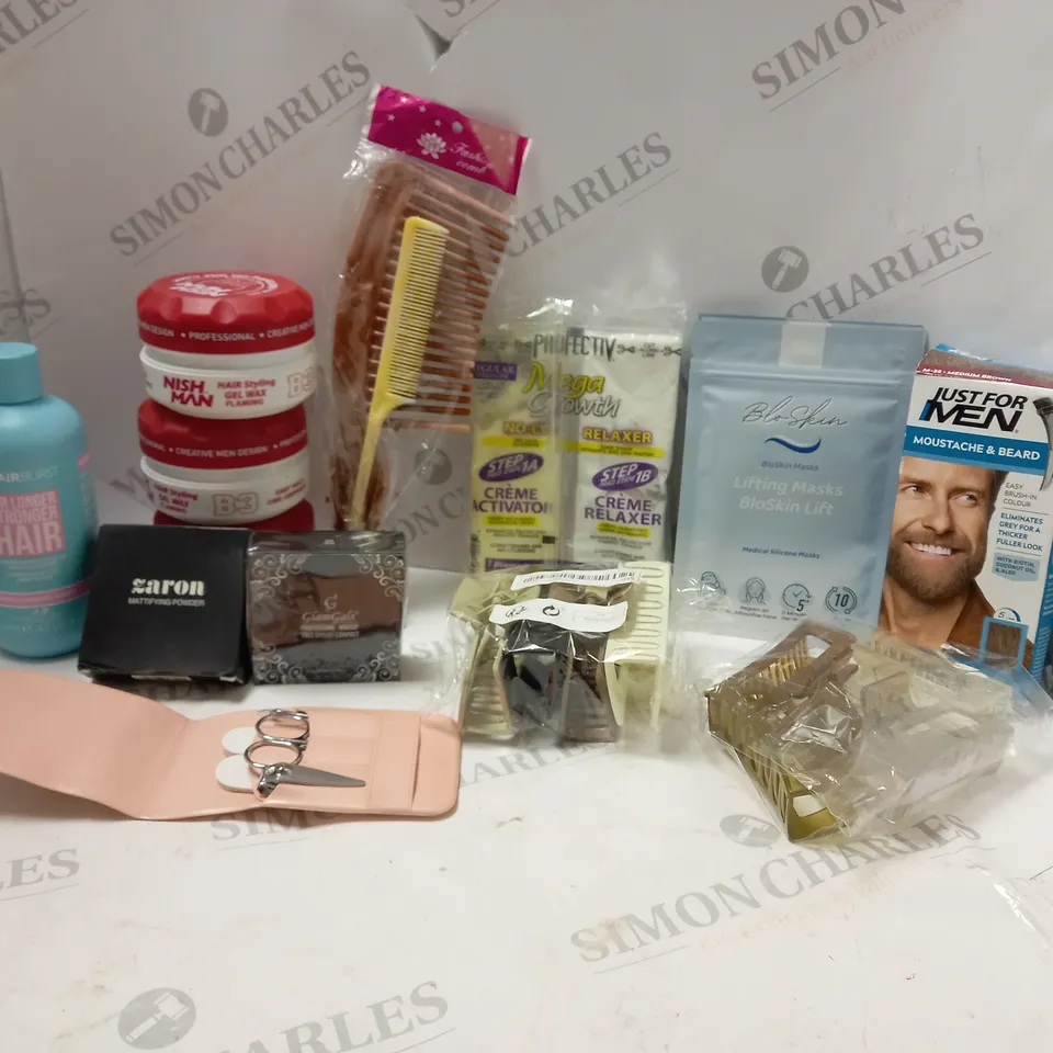 LOT OF HOUSEHOLD ITEMS TO INCLUDE NISH MAN HAIR STYLING GEL WAX , ETC