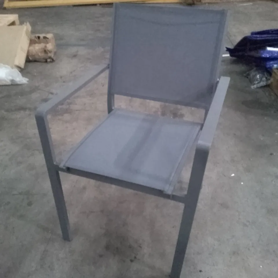GREY METAL GARDEN ARMCHAIR 