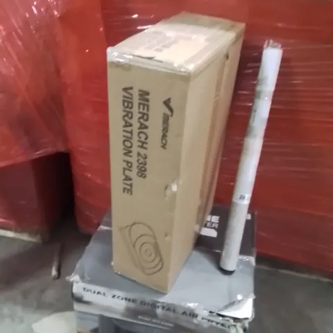 PALLET OF ASSORTED HOUSEHOLD GOODS AND PRODUCTS TO INCLUDE;VIBRATION PLATE,AIRFRYER,WALLPAPER 