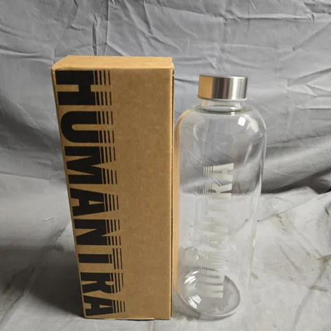 MANTRA GLASS BOTTLE WITH SILVER CAP – CLEAR, BOXED