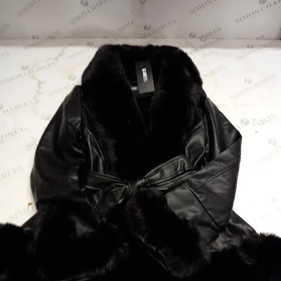 GLAM DOLL FAUX LEATHER COAT - SIZE SMALL